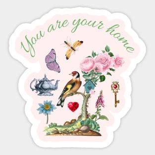 Home supporting quote with nature illustration Sticker